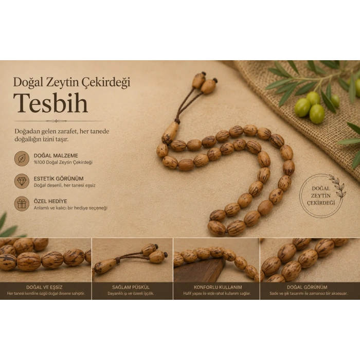 Zeytin Çekirdeği Tesbiği - Zeytin Çekirdeğinden Tesbih - El Yapımı Tesbih