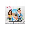 Kişiye Özel Ahşap Biblo - Aile Karikatür Biblo - 4 Kişilik Aile Biblo 21