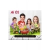 Kişiye Özel Ahşap Biblo - Aile Karikatür Biblo - 4 Kişilik Aile Biblo