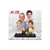 Kişiye Özel Ahşap Biblo - Aile Karikatür Biblo - 4 Kişilik Aile Biblo 11