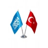 Kişiye Özel Masa Bayrağı - Firmaya Özel Çift Direkli Logolu Masa Üstü Bayrak