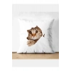 Kedi Model Kırlent Kılıfı - Kedi Yastık Kılıfı
