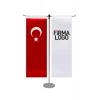 Kişiye Özel Masa Bayrağı - Çift Direk Masa Bayrağı - Logolu Masa Bayrağı - Kırlangıç Bayrak