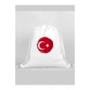 Türk Bayrağı Baskılı Sırt Çantası - İp Büzgülü Spor Çanta