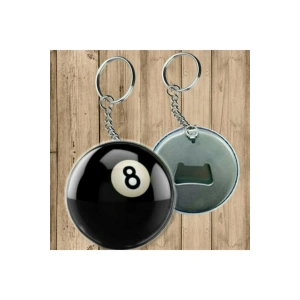 Siyah Bilardo Topu Anahtarlık - Açacaklı Anahtarlık