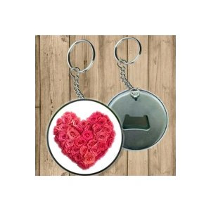 Çiçekten Kalp Anahtarlık - Açacaklı Anahtarlık