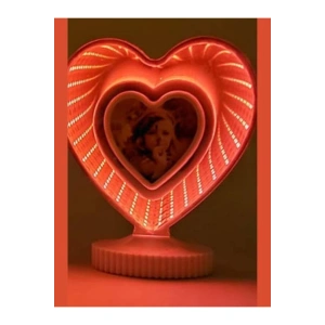 Kalp Tasarimli Led Işikli Ayna Fotoğraf Çercevesi - Işıklı Çerçeve