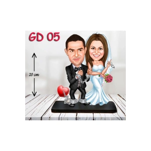 Kişiye Özel Ahşap Biblo - Gelin ve Damat Biblo 5 ( 3D Biblo )