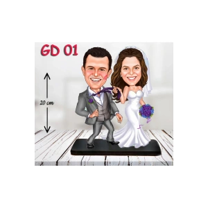 Kişiye Özel Ahşap Biblo - Gelin ve Damat Biblo ( 3D Biblo )