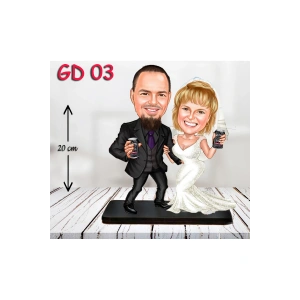 Kişiye Özel Ahşap Biblo - Gelin ve Damat Biblo 3 ( 3D Biblo )