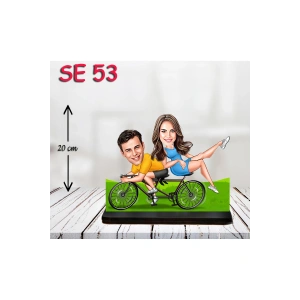 Kişiye Özel Ahşap Biblo - Bisiklet Kullanan Çift