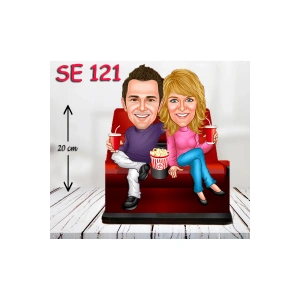 Kişiye Özel Ahşap Biblo - Sinemacı Çift Biblosu