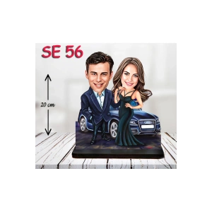 Kişiye Özel Ahşap Biblo - Araba Kullanan Çift