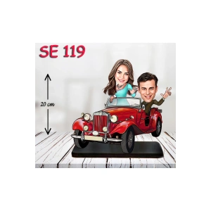 Kişiye Özel Ahşap Biblo - Araba Kullanan Çift 4