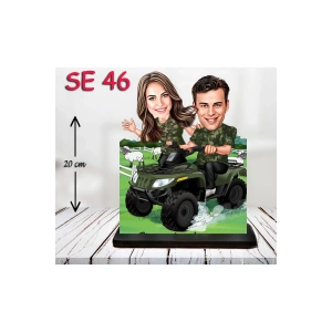 Kişiye Özel Ahşap Biblo - ATV Kullanan Çift