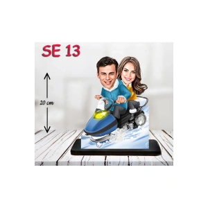 Kişiye Özel Ahşap Biblo - Kar Motoru Kullanan Çift