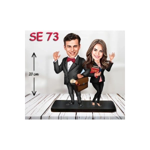 Kişiye Özel Ahşap Biblo - Alışverişçi Çift Biblosu