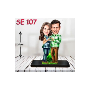 Kişiye Özel Ahşap Biblo - Kalpli Çift Biblosu