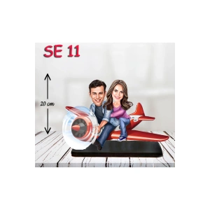 Kişiye Özel Ahşap Biblo - Uçak Kullanan Çift