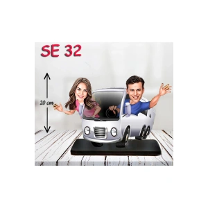 Kişiye Özel Ahşap Biblo - Otobüs Kullanan Çift