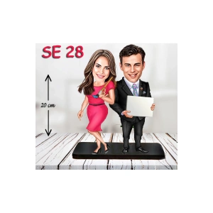 Kişiye Özel Ahşap Biblo - Ressam Çift Biblosu