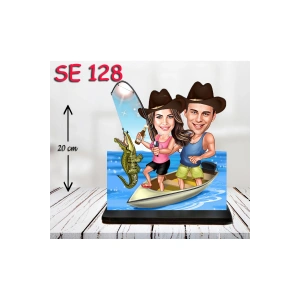 Kişiye Özel Ahşap Biblo - Tekne Kullanan Çift 3