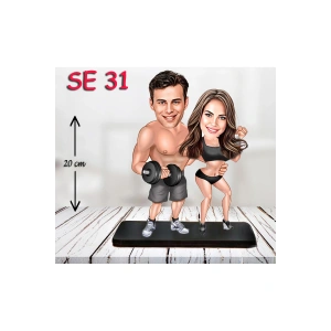 Kişiye Özel Ahşap Biblo - Sporcu Çift Biblosu 2