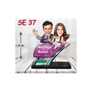 Kişiye Özel Ahşap Biblo - Hızlı Tren Kullanan Çift Biblosu