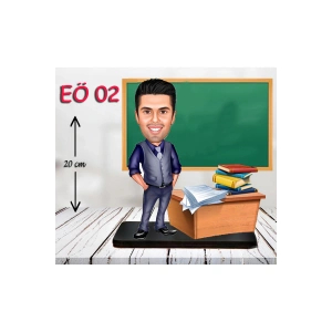 Kişiye Özel Ahşap Biblo - Erkek Öğretmen Karikatür Biblo - Öğretmen Biblo 2