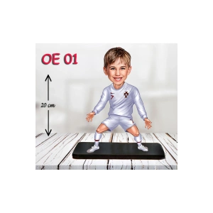 Kişiye Özel Ahşap Biblo - Erkek Çocuk Karikatür Biblo - Futbolcu Biblo