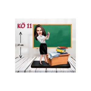 Kişiye Özel Ahşap Biblo - Kadın Öğretmen Karikatür Biblo - Öğretmen Biblo 11