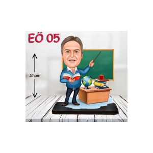 Kişiye Özel Ahşap Biblo - Erkek Öğretmen Karikatür Biblo - Öğretmen Biblo 5