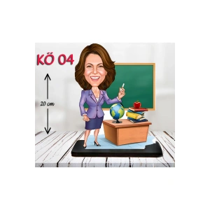 Kişiye Özel Ahşap Biblo - Kadın Öğretmen Karikatür Biblo - Öğretmen Biblo 4