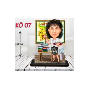 Kişiye Özel Ahşap Biblo - Kadın Öğretmen Karikatür Biblo - Öğretmen Biblo 7