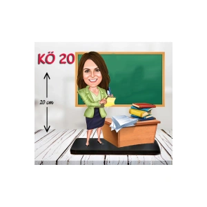 Kişiye Özel Ahşap Biblo - Kadın Öğretmen Karikatür Biblo - Öğretmen Biblo 19