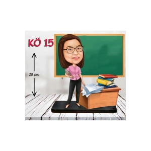 Kişiye Özel Ahşap Biblo - Kadın Öğretmen Karikatür Biblo - Öğretmen Biblo 15