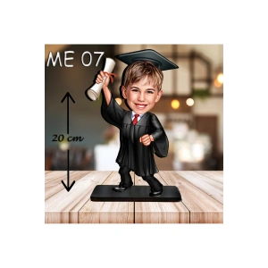 Kişiye Özel Ahşap Biblo - Erkek Çocuk Karikatür Biblo - Mezuniyet Biblo 5