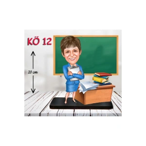 Kişiye Özel Ahşap Biblo - Kadın Öğretmen Karikatür Biblo - Öğretmen Biblo 12