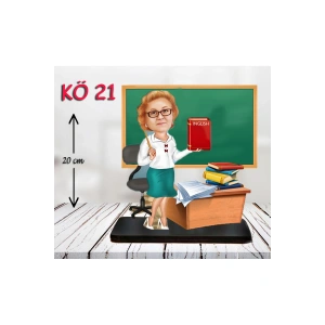 Kişiye Özel Ahşap Biblo - Kadın Öğretmen Karikatür Biblo - Öğretmen Biblo 21