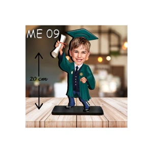 Kişiye Özel Ahşap Biblo - Erkek Çocuk Karikatür Biblo - Mezuniyet Biblo 7