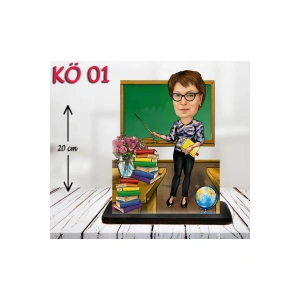 Kişiye Özel Ahşap Biblo - Kadın Öğretmen Karikatür Biblo - Öğretmen Biblo