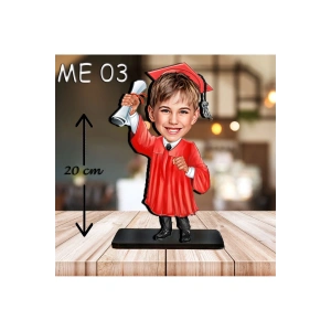 Kişiye Özel Ahşap Biblo - Erkek Çocuk Karikatür Biblo - Mezuniyet Biblo 2