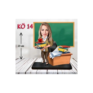 Kişiye Özel Ahşap Biblo - Kadın Öğretmen Karikatür Biblo - Öğretmen Biblo 14