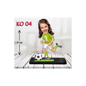 Kişiye Özel Ahşap Biblo - Kız Çocuk Karikatür Biblo - Futbolcu Biblo