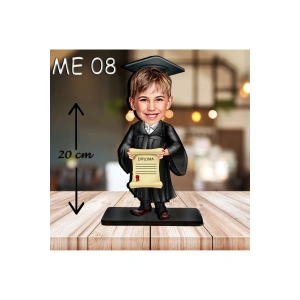 Kişiye Özel Ahşap Biblo - Erkek Çocuk Karikatür Biblo - Mezuniyet Biblo 6