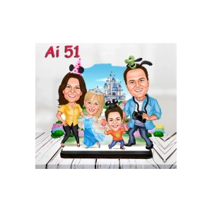 Kişiye Özel Ahşap Biblo - Aile Karikatür Biblo - 4 Kişilik Aile Biblo 21
