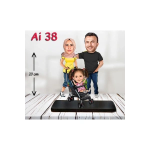 Kişiye Özel Ahşap Biblo - Aile Karikatür Biblo - 3 Kişilik Aile Biblo 12