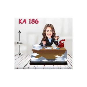 Kişiye Özel Ahşap Biblo - Masa Başı Karikatür Biblo - Kadın Biblo 12