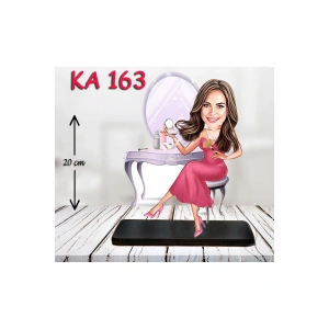 Kişiye Özel Ahşap Biblo - Süslü Kadın Karikatür Biblo 26