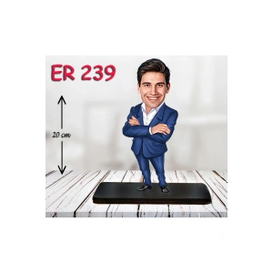 Kişiye Özel Ahşap Biblo - Takım Elbiseli Erkek Karikatür Biblo 29